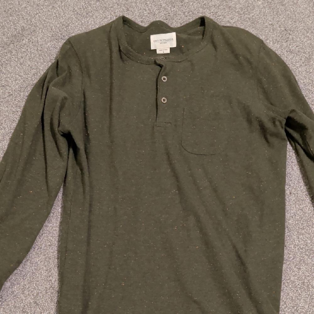 Obey Dark Green Long Sleeve Henley